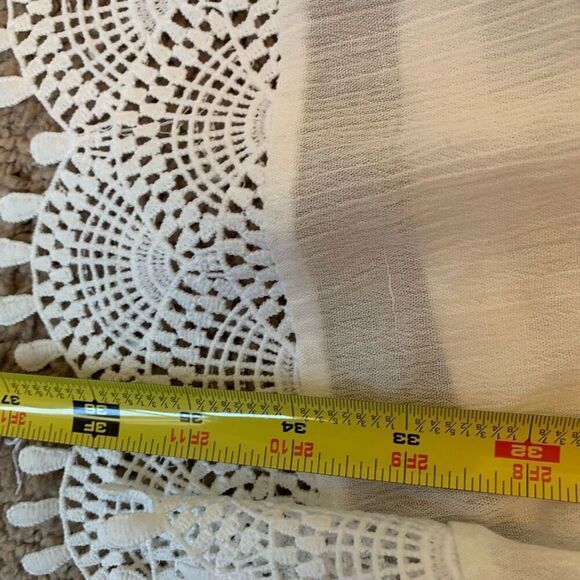 Lulus White Mini Dress Slit Peasant Trim Large Sundress Formal Wedding - Picture 8 of 9